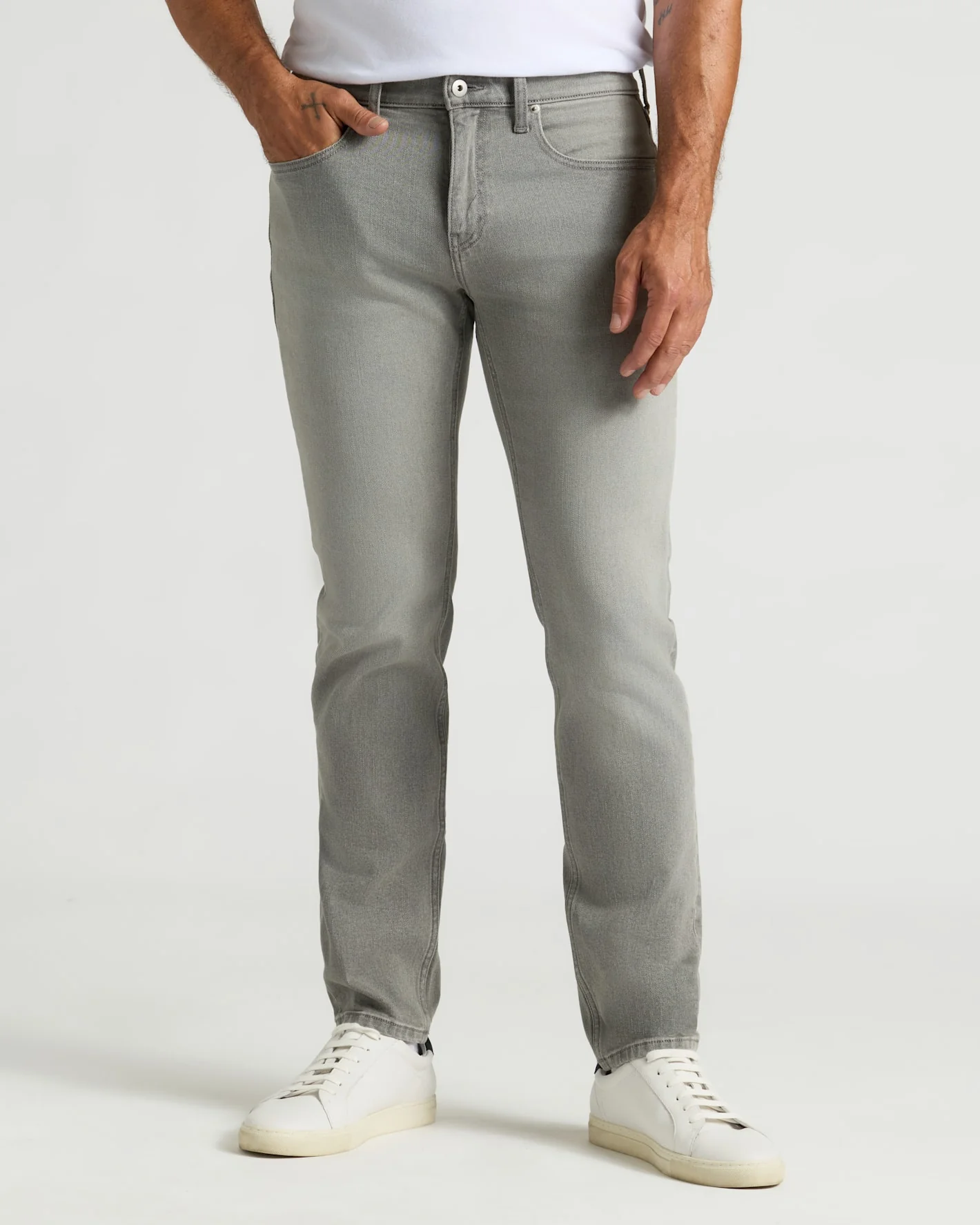 Medium Gray Wash Slim Authentic Denim Jeans - True Classic